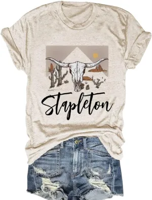 Savarana Western Cowgirls Shirts Women Vintage Graphic Tee Tops Funny Letter Print Country Music Tshirt