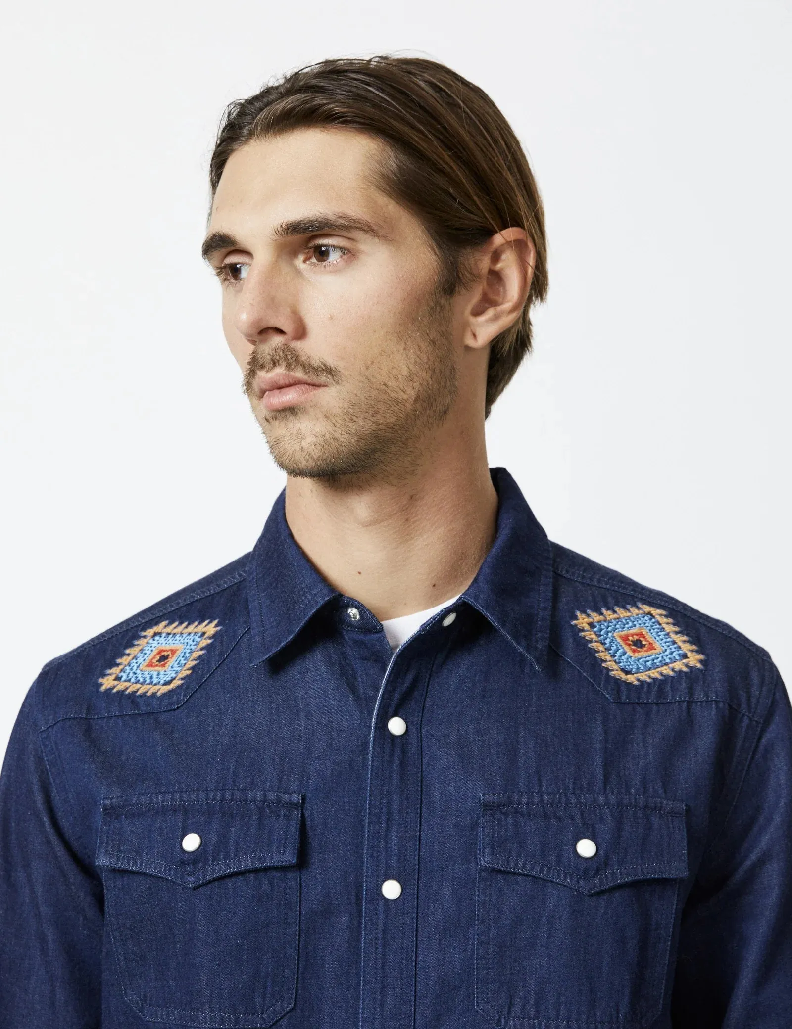 Simple | Western Long Sleeve Shirt | Raw Blue