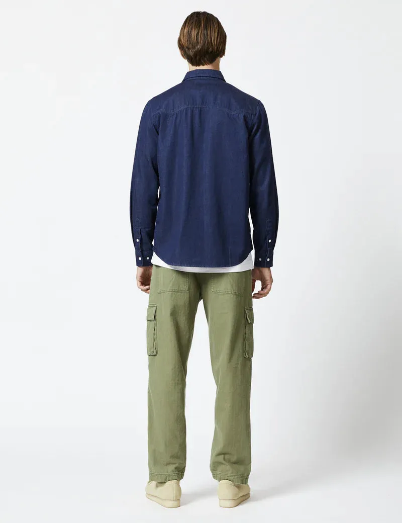 Simple | Western Long Sleeve Shirt | Raw Blue