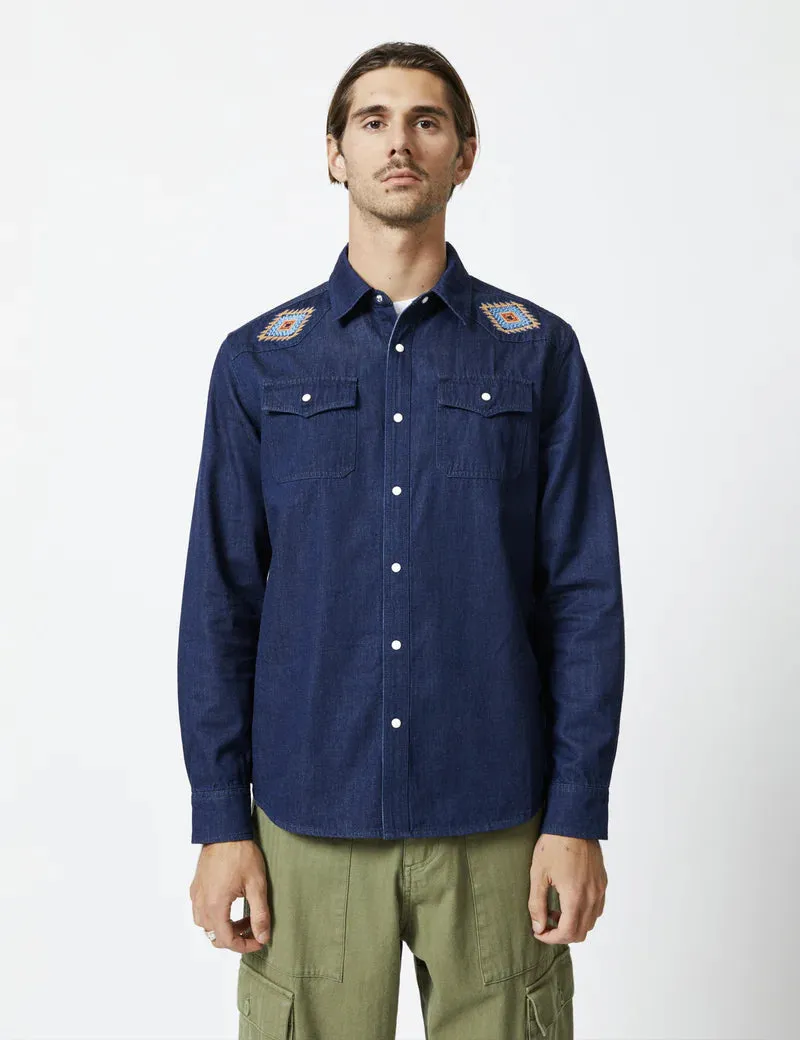 Simple | Western Long Sleeve Shirt | Raw Blue