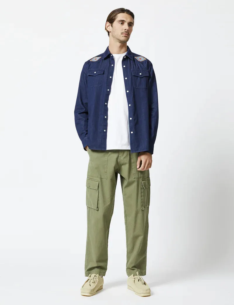 Simple | Western Long Sleeve Shirt | Raw Blue
