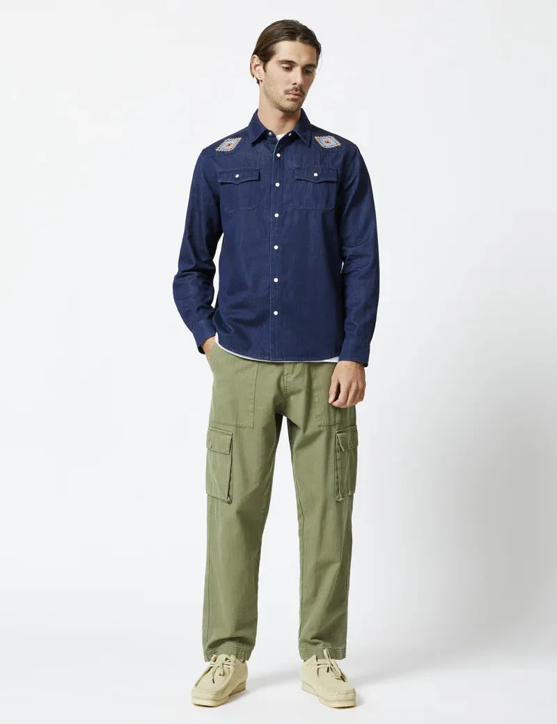 Simple | Western Long Sleeve Shirt | Raw Blue