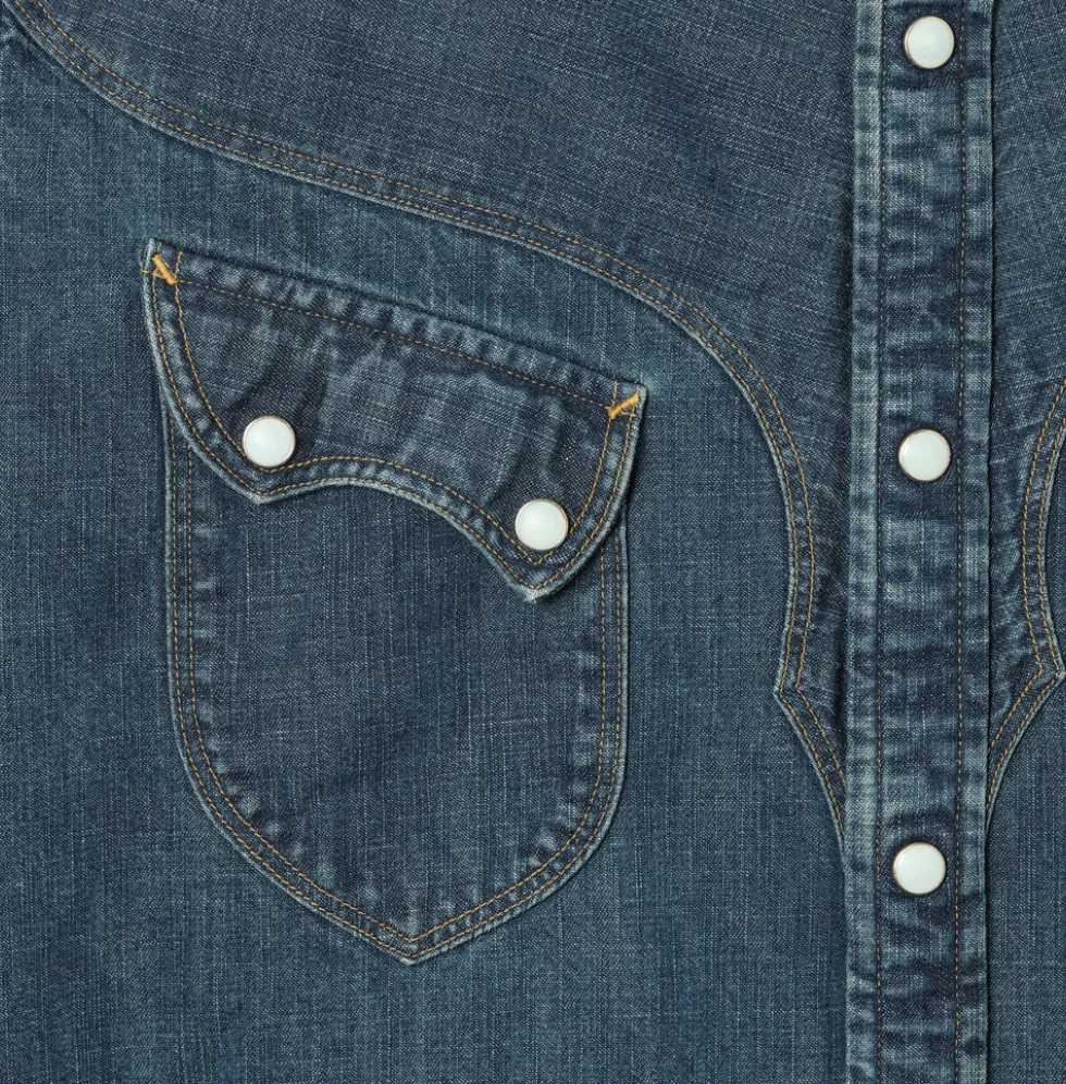 Stevenson Overall Co. CD3 Cody Snap Indigo Western Denim Shirt Faded Indigo