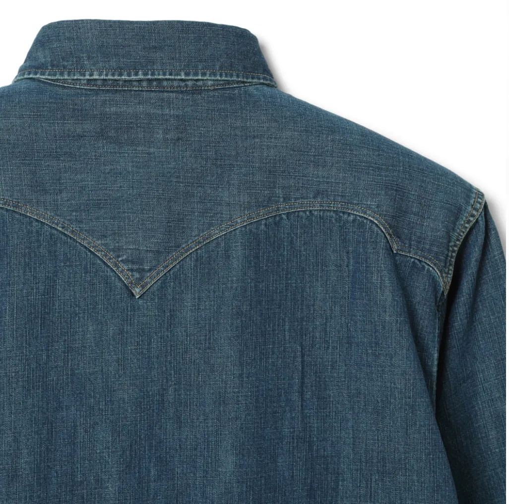 Stevenson Overall Co. CD3 Cody Snap Indigo Western Denim Shirt Faded Indigo