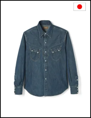 Stevenson Overall Co. CD3 Cody Snap Indigo Western Denim Shirt Faded Indigo