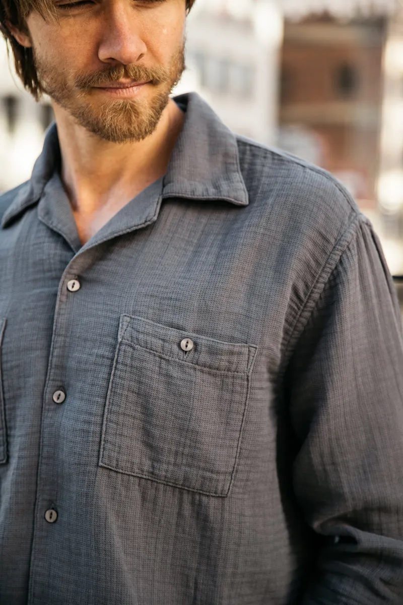 The Camp Waffle Double Gauze Shirt  - Charcoal