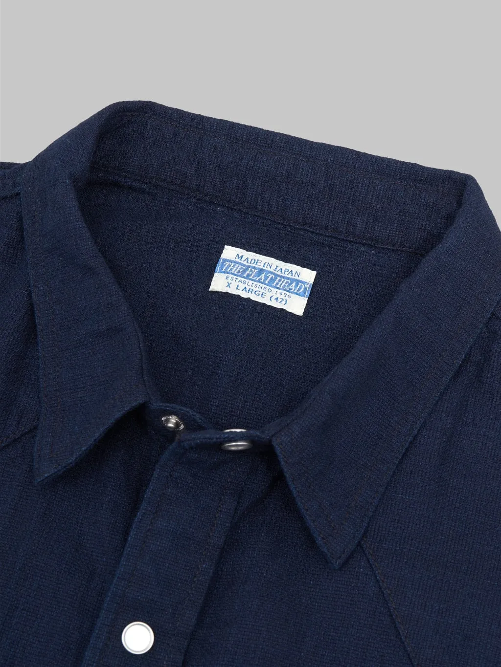 The Flat Head Indigo Dobby Western Shirt