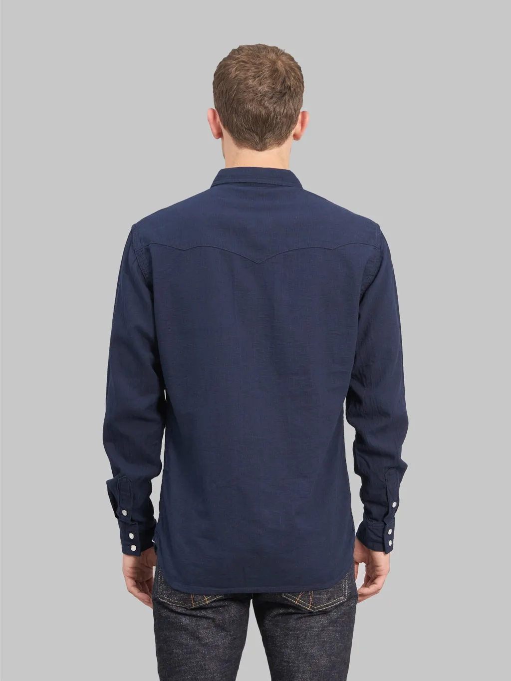The Flat Head Indigo Dobby Western Shirt