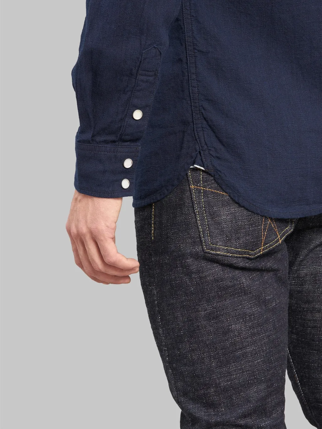 The Flat Head Indigo Dobby Western Shirt
