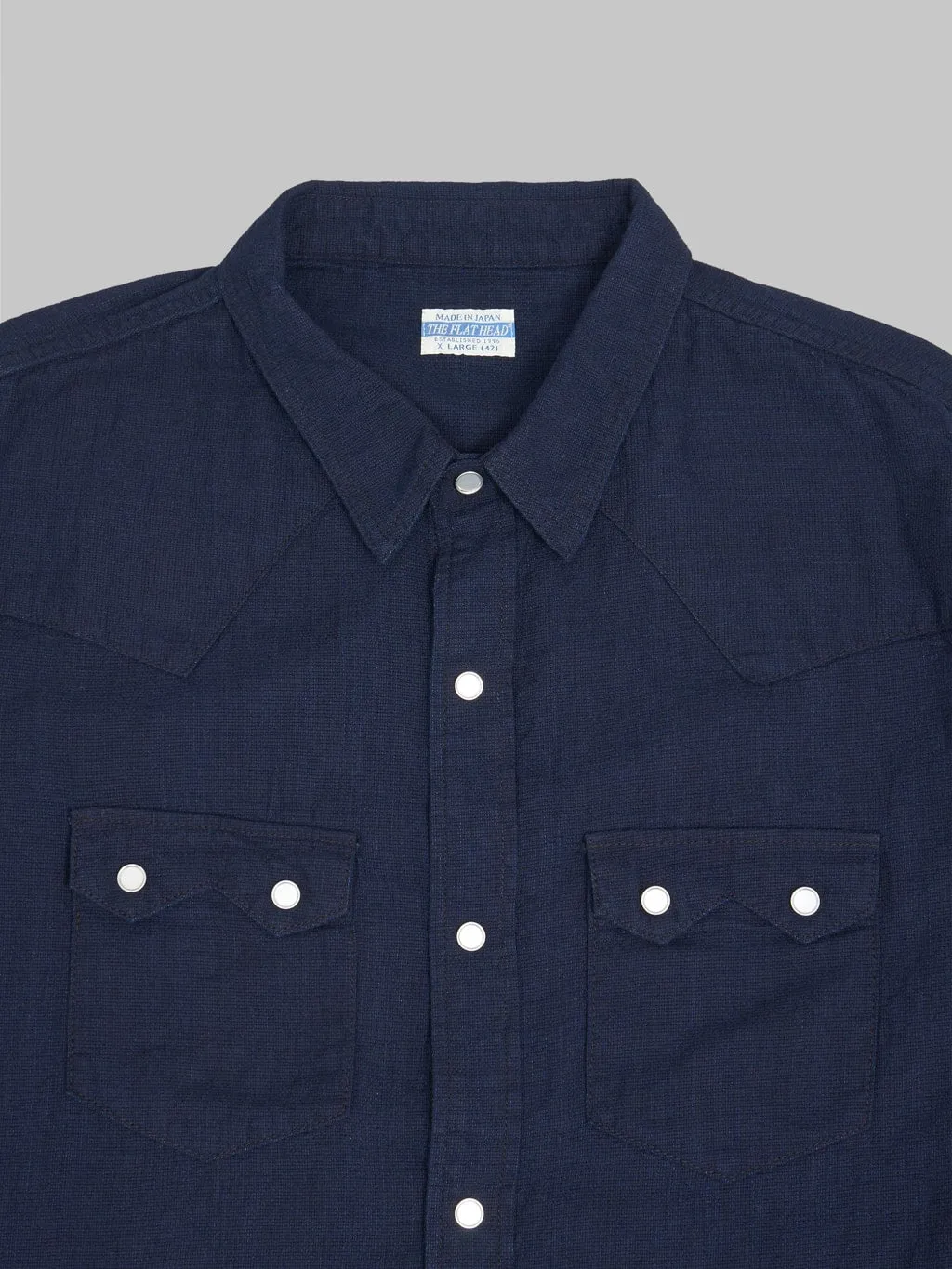 The Flat Head Indigo Dobby Western Shirt