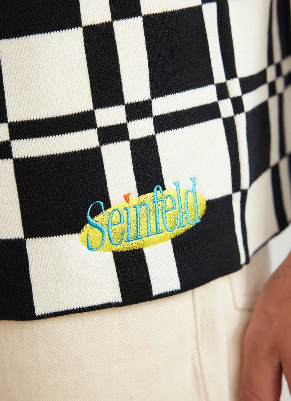 The Low Talker Knitted Shirt | Seinfeld x Percival | Black with Cream