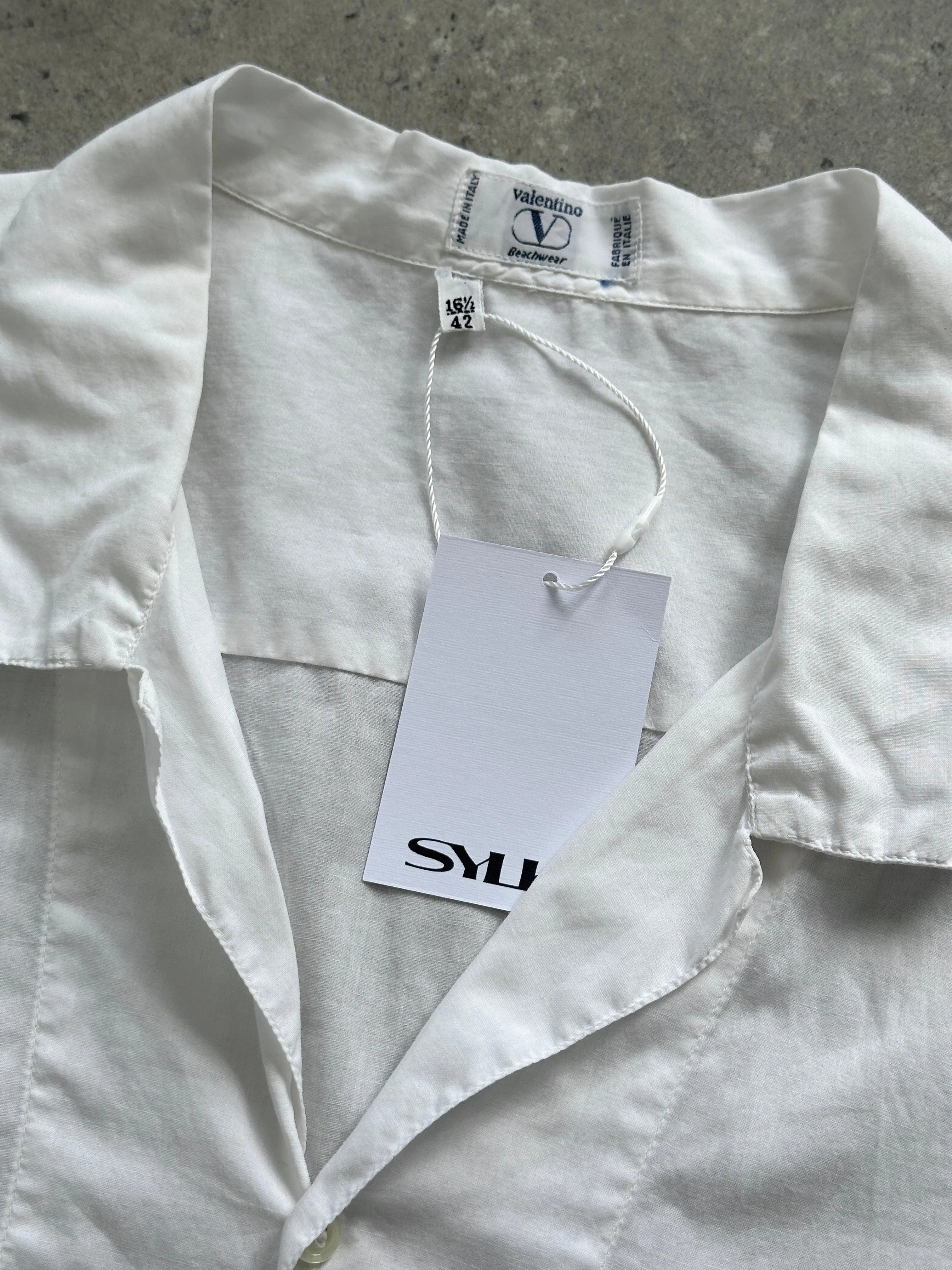 Valentino Beachwear 90s Cotton Cuban Collar Shirt - L