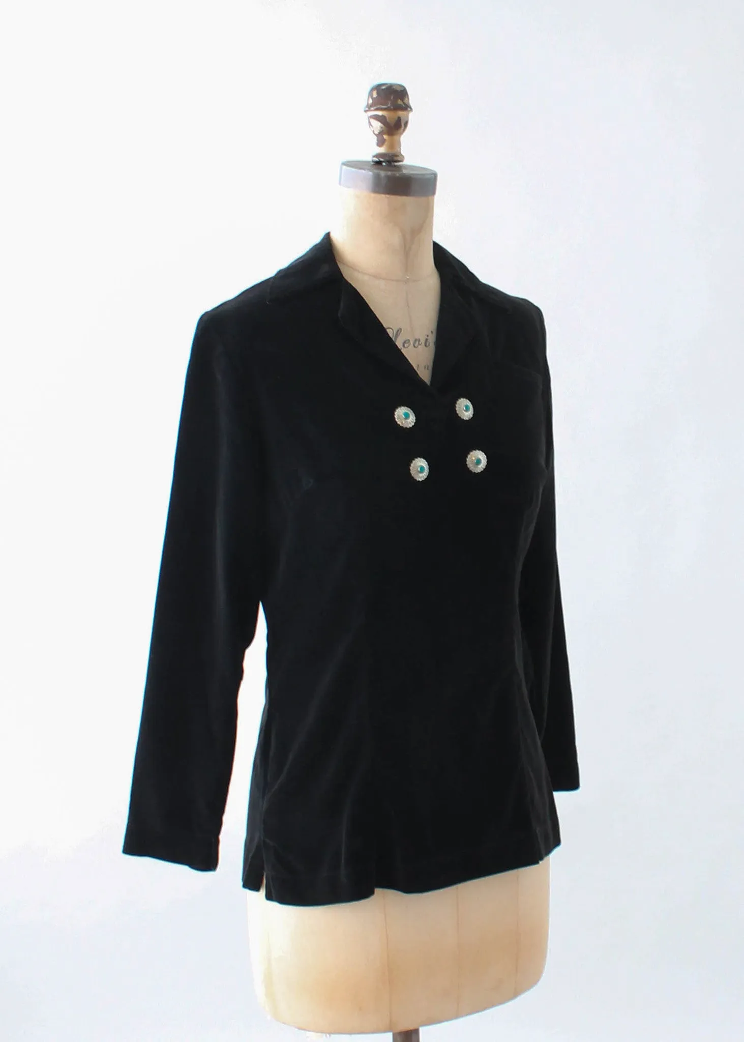 Vintage 1950s Velvet Western Style Top