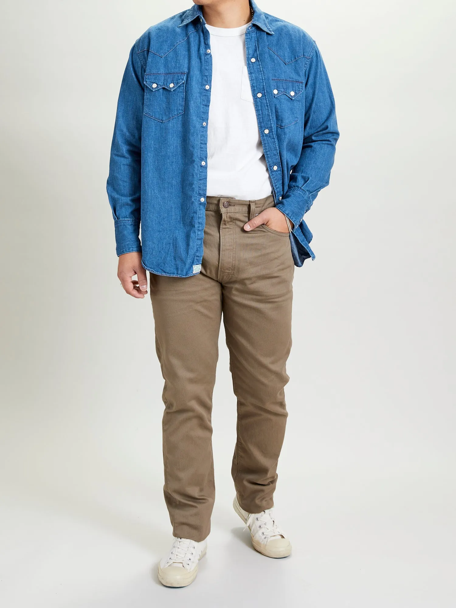 Vintage Fit Western Shirt in Used Denim