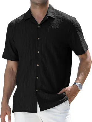 WARHORSEE Mens Dress Shirts Short Sleeve Performance 4-Way Stretch Wrinkle Free Casual Button Down Shirt