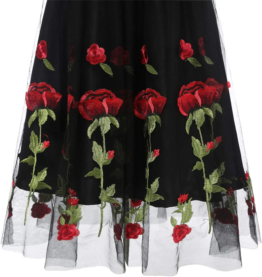 Women 1950s Vintage Pinup Audrey Hepburn Rockabilly Swing Off Shoulder Rose Floral Cocktail Party Dress